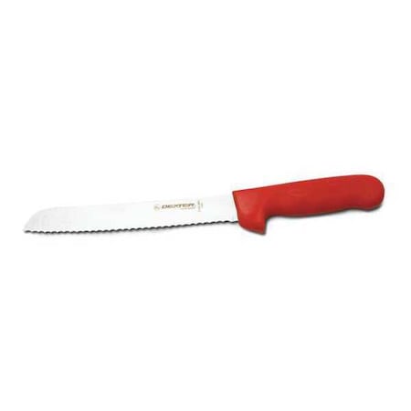 Dexter Russell S162-8SCR-PCP SANI-SAFE 8 Bread Knife w/ Polypropylene Red Handle, Carbon Steel, 8"" Blade w/ Scalloped Edge, Red Polypropylene Handle