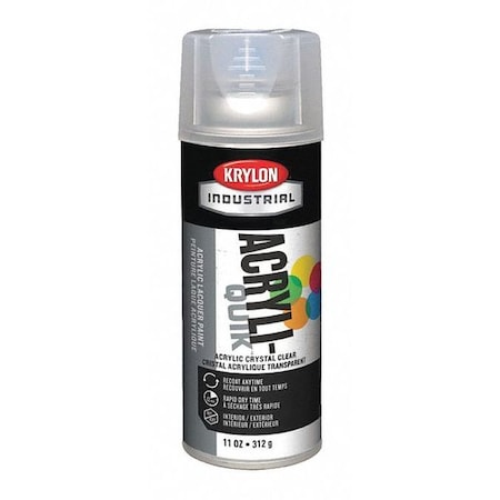 Krylon Industrial Spray Paint, Crystal Clear, Gloss, Solvent, 12 oz K01301A07