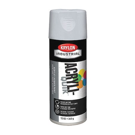 Krylon Industrial Spray Paint, White, Flat, Solvent, 12 oz K01502A07