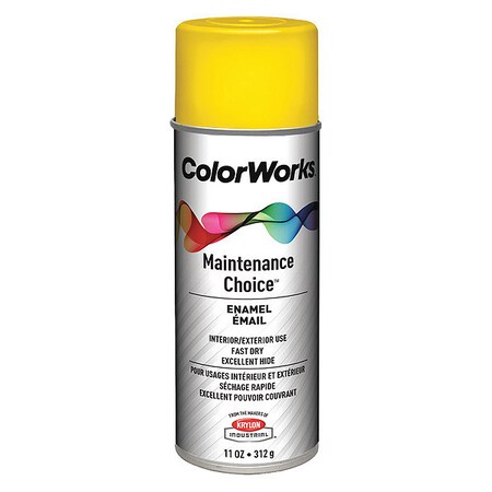 Krylon Industrial Spray Paint, Citrus Yellow, Gloss, 10 oz. CWBK01287