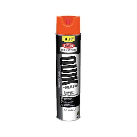 KRYLON INDUSTRIAL Inverted Marking Paint, 22 oz., Fluorescent Red/Orange, Solvent -Based TT3701007