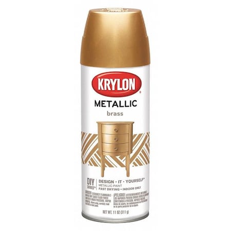 Krylon Spray Paint, Brass Metallic, Metallic, Solvent, 11 oz K01708A77