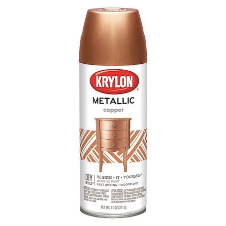 Krylon Spray Paint, Copper Metallic, Metallic, Solvent, 11 oz K01709A77