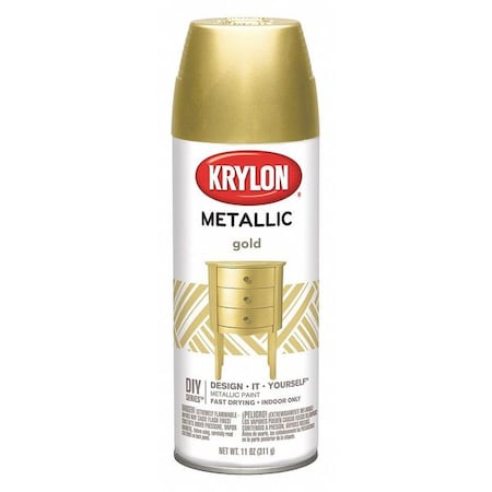 Krylon Spray Paint, Gold Metallic, Metallic, Solvent, 11 oz K01706007