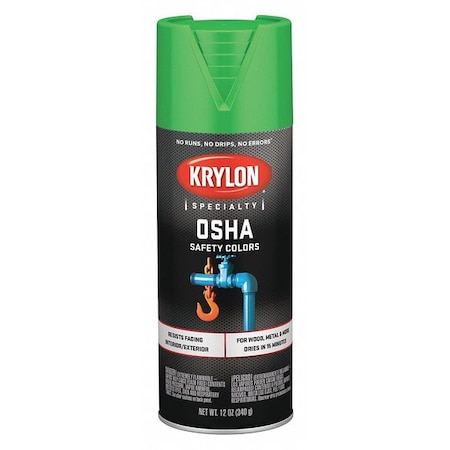 Krylon Spray Paint, Clover Safety Green, Gloss, Solvent, 12 oz K02012777