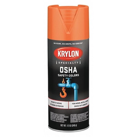 Krylon Spray Paint, Safety Orange, Gloss, Solvent, 12 oz K02410777