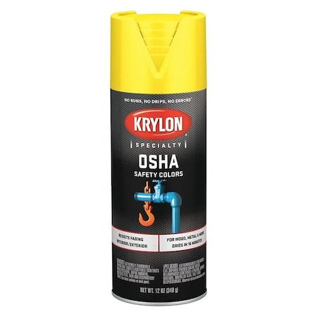 Krylon Spray Paint, Safety Yellow, Gloss, Solvent, 12 oz K01813777