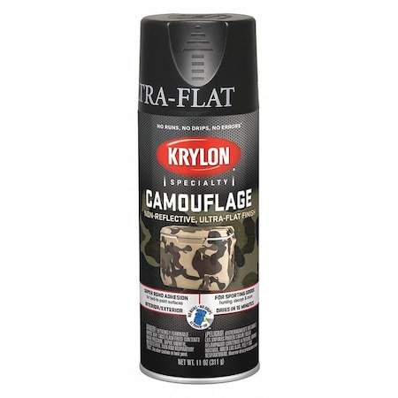 Krylon Spray Paint, Black, Ultra-Flat, Solvent, 11 oz K04290777