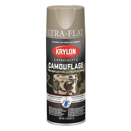 Krylon Spray Paint, Khaki, Ultra-Flat, Solvent, 11 oz K04291777