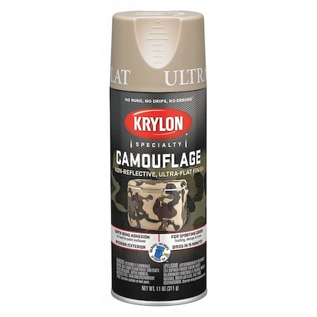 Krylon Spray Paint, Sand, Ultra-Flat, Solvent, 11 oz K04295777