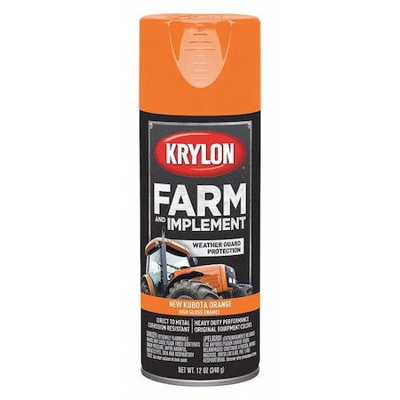 Krylon Spray Paint, Kubota Orange, High-Gloss, Solvent, 12 oz K01954008