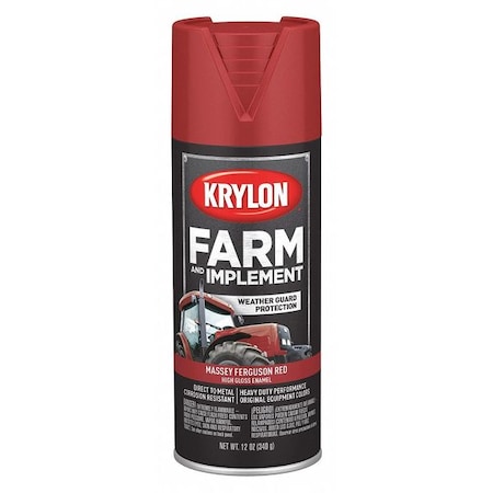 Krylon Spray Paint, Massey Ferguson Red, High-Gloss, Solvent, 12 oz K01939008