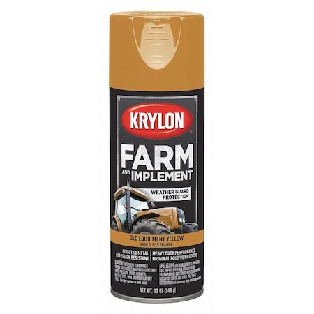 Krylon Spray Paint, Old Equipment Yellow, High-Gloss, Solvent, 12 oz K01953008