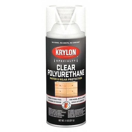 Krylon Industrial Spray Paint, Clear, Satin, Solvent, 12 oz K07006777