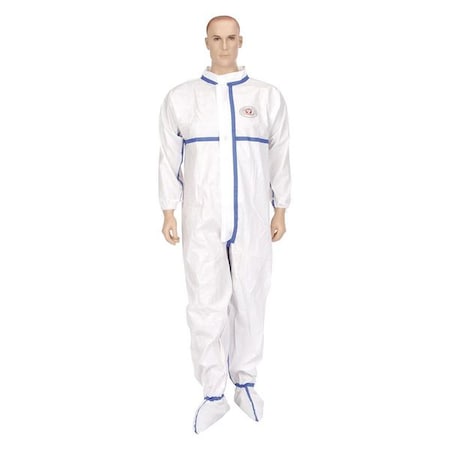 International Enviroguard Disposable Coveralls, M, White, Nonwoven, Zipper/Storm Flap W2501-M
