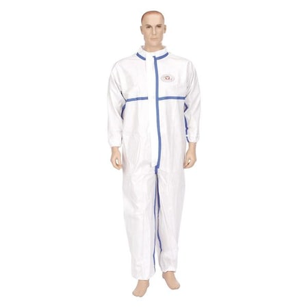 International Enviroguard Disposable Coveralls, 3XL, White, Nonwoven, Storm Flap, Zipper W2502-3XL
