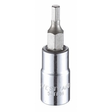 Westward 1/4 in Drive Hex Socket Bit SAE 1/8 in Tip, 1 1/2 in L 54TL84