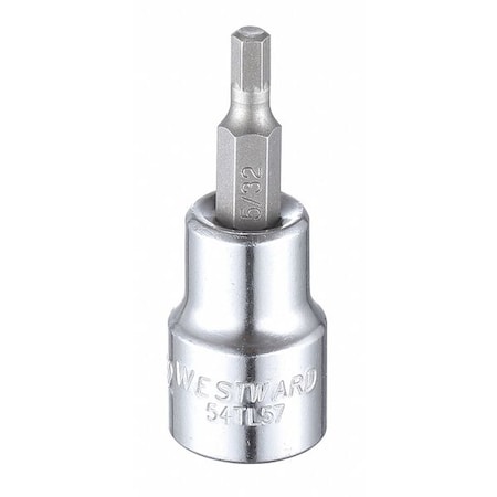Westward 3/8 in Drive Hex Socket Bit SAE 5/32 in Tip, 1 3/4 in L 54TL57