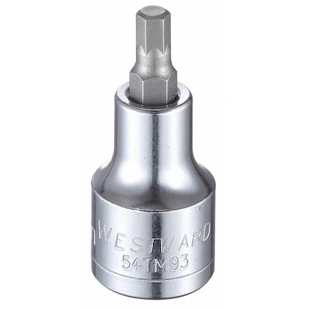 Westward 1/2 in Drive Hex Socket Bit Metric 6 mm Tip, 2 1/4 in L 54TM93