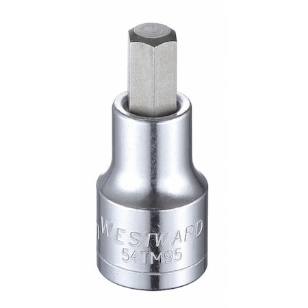 Westward 1/2 in Drive Hex Socket Bit Metric 10 mm Tip, 2 1/4 in L 54TM95