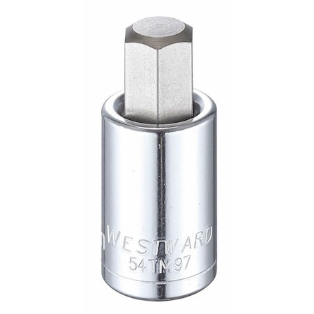 Westward 1/2 in Drive Hex Socket Bit Metric 14 mm Tip, 2 1/4 in L 54TM97