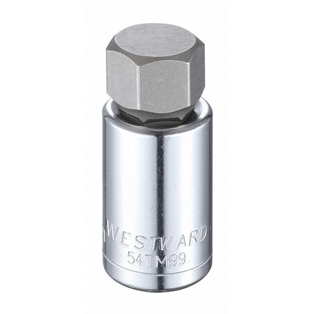 Westward 1/2 in Drive Hex Socket Bit Metric 19 mm Tip, 2 1/4 in L 54TM99