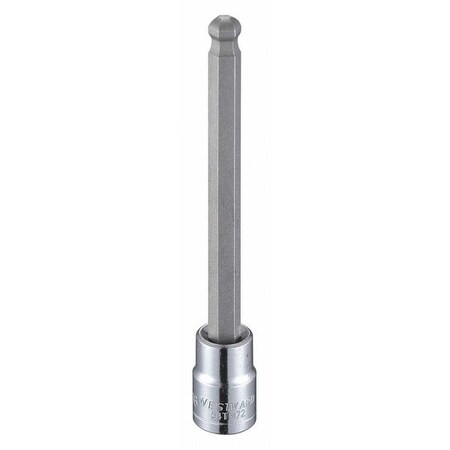 Westward 3/8 in Drive Ball Hex Socket Bit Metric 8 mm Tip, 4 3/4 in L 54TM72