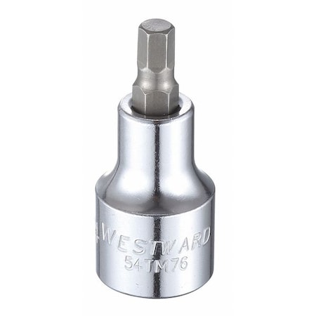 Westward 1/2 in Drive Hex Socket Bit SAE 1/4 in Tip, 2 1/4 in L 54TM76