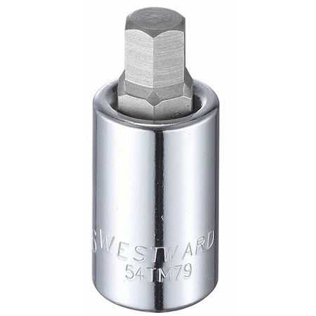 Westward 1/2 in Drive Hex Socket Bit SAE 7/16 in Tip, 2 1/4 in L 54TM79