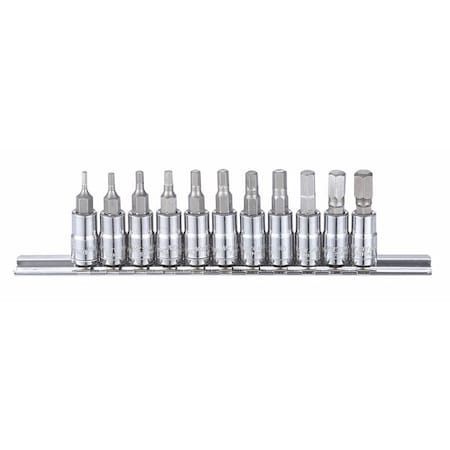Westward 1/4" Drive Socket Bit Set, Metric, 11 pcs 54TM03