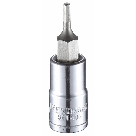 Westward 1/4 in Drive Hex Socket Bit Metric 2 mm Tip, 1 3/4 in L 54TM04
