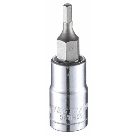 Westward 1/4 in Drive Hex Socket Bit Metric 2.5 mm Tip, 1 3/4 in L 54TM05