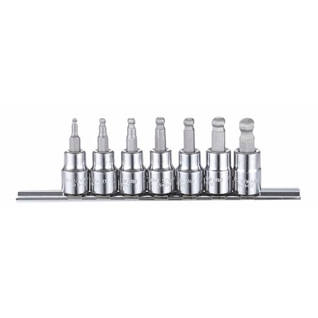 Westward 3/8" Drive Socket Bit Set, SAE, 7-Pieces 54TM41