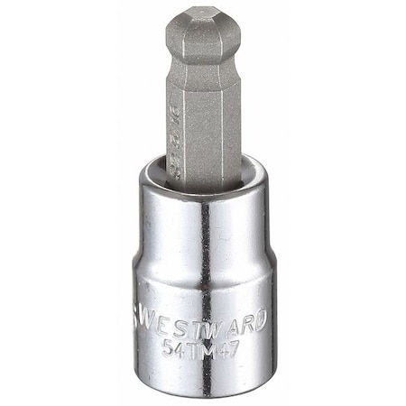Westward 5/16" Tip, SAE Hex Socket Bit, 1-7/8" L 54TM47