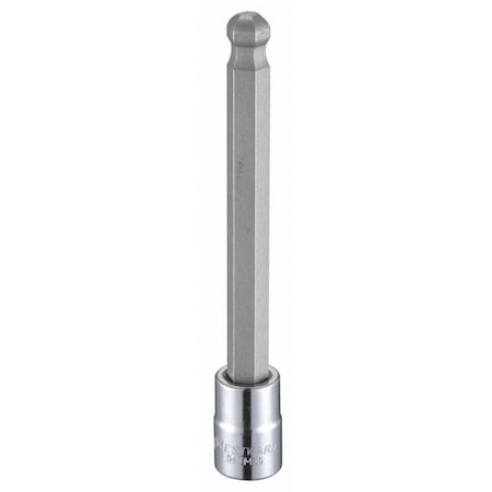 Westward 3/8 in Drive Ball Hex Socket Bit SAE 3/8 in Tip, 4 3/4 in L 54TM56