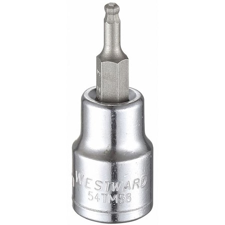 Westward 3/8 in Drive Ball Hex Socket Bit Metric 3 mm Tip, 1 13/16 in L 54TM58