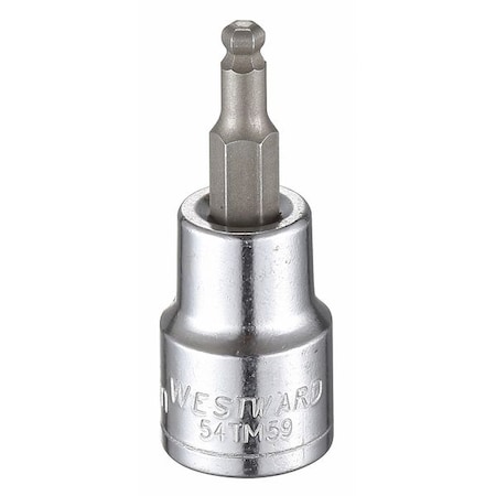 Westward 3/8 in Drive Ball Hex Socket Bit Metric 4 mm Tip, 1 13/16 in L 54TM59
