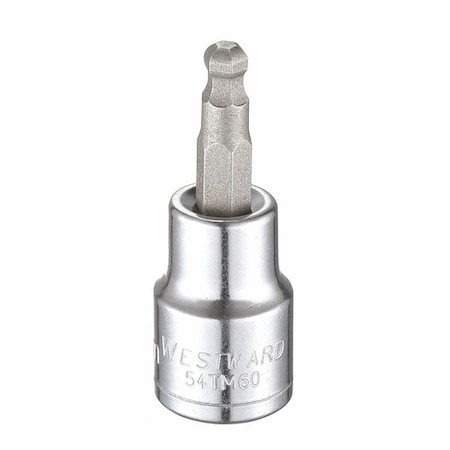 Westward 3/8 in Drive Ball Hex Socket Bit Metric 5 mm Tip, 1 13/16 in L 54TM60