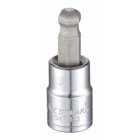 Westward 3/8 in Drive Ball Hex Socket Bit Metric 8 mm Tip, 1 13/16 in L 54TM63