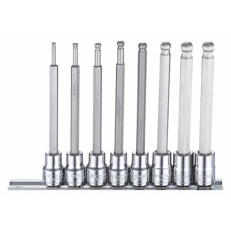 Westward 3/8" Drive Socket Bit Set, Metric, 8 pcs 54TM66