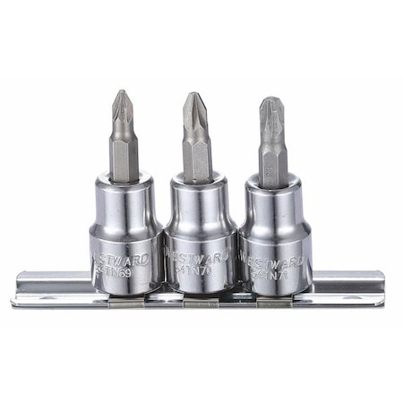 Westward 3/8" Drive Socket Bit Set, SAE, 12 pcs 54TN89