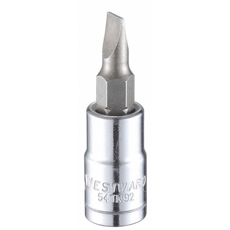 Westward 1/4 in Drive Slotted Socket Bit Metric 5 mm Tip, 1 1/2 in L 54TN92