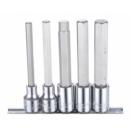 Westward 1/2" Drive Socket Bit Set, Metric, 5 pcs 54TN01