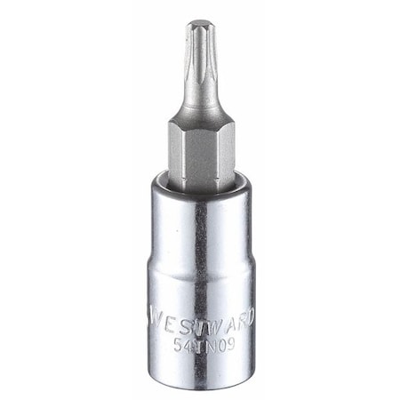Westward 1/4" Dr., 1-1/2" L Torx Socket Bit, T15 Tip, Socket Bit, Steel, 1/4 in, TpSz T15 54TN09