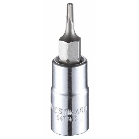 Westward 1/4 in Drive Tamper Resistant Torx(R) Socket Bit SAE T8 Tip, 1 1/2 in L 54TN18