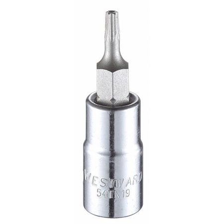 Westward 1/4 in Drive Tamper Resistant Torx(R) Socket Bit SAE T10 Tip, 1 1/2 in L 54TN19