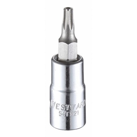 Westward 1/4 in Drive Tamper Resistant Torx(R) Socket Bit SAE T20 Tip, 1 1/2 in L 54TN21