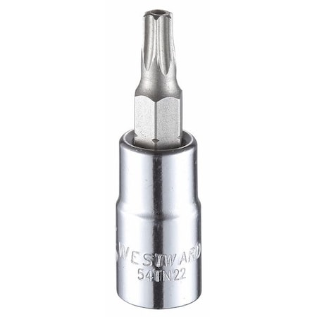 Westward 1/4 in Drive Tamper Resistant Torx(R) Socket Bit SAE T25 Tip, 1 1/2 in L 54TN22