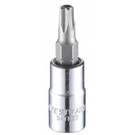 Westward 1/4 in Drive Tamper Resistant Torx(R) Socket Bit SAE T27 Tip, 1 7/8 in L 54TN23