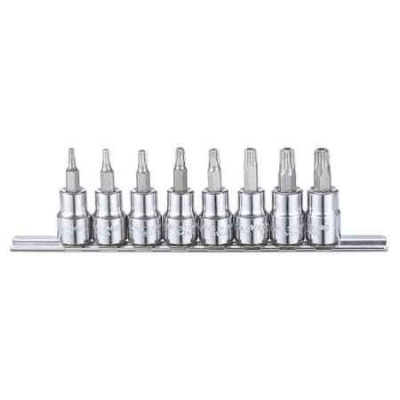 Westward 3/8" Drive Socket Bit Set, Torx, 8 pcs 54TN33